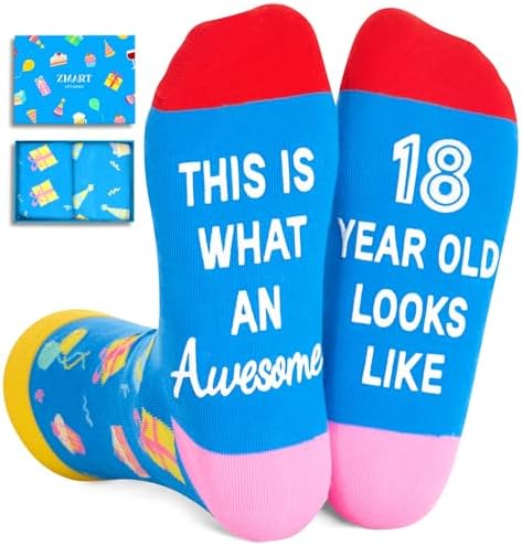 18th Birthday Gifts Blue 18 Year Old Awesome Socks for Boys Girls