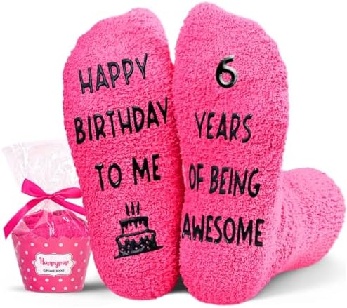 6th Birthday Gifts for Girls Happy 6 Years Socks Pink