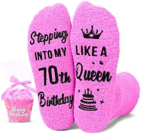 70th Birthday Gifts for Women 70 Year Old Pink Socks