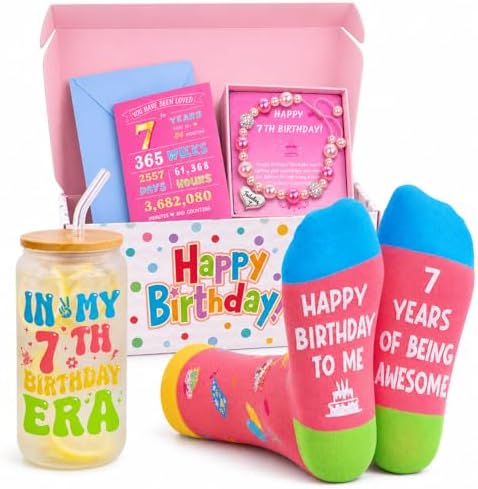 7th Birthday Gifts for Girls 7 Years of Being Awesome Gift Set Socks