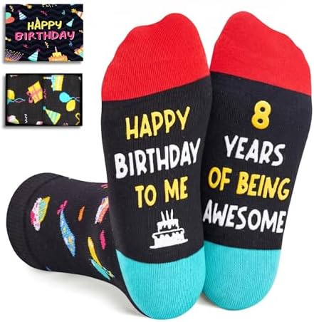 8 Year Old Birthday Socks Celebration for 8 Boys & Girls Gifts