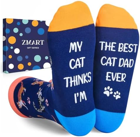 Cat Dad Gifts for Men Funny Novelty Crazy Silly Fun Cat Lover Socks