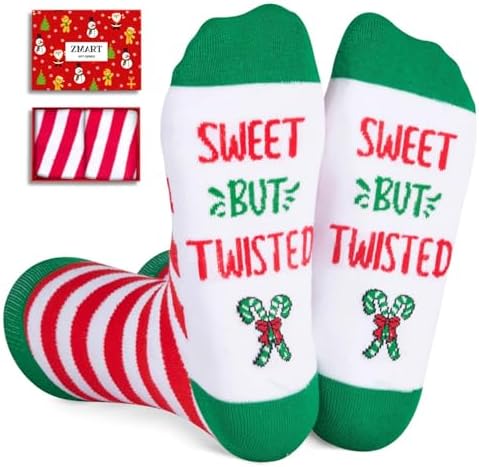 Christmas Gifts for Men Women Candy Cane Secret Santa Socks Xmas