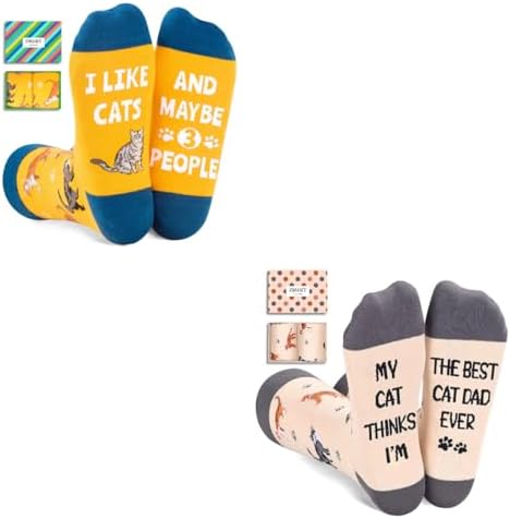 Funny Cat Gifts for Men Women Socks