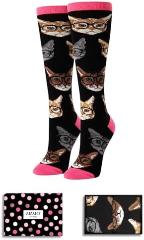 Funny Cat Gifts for Women Novelty Knee High Cat Socks Crazy Silly
