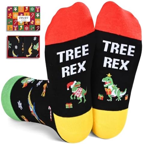 Funny Christmas Dinosaur Socks