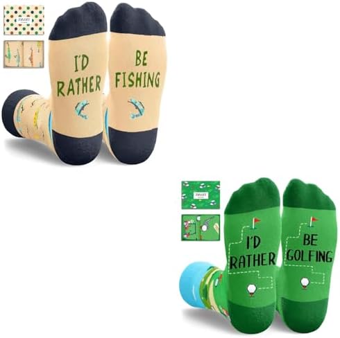 Funny Gifts Socks Fish & Golf