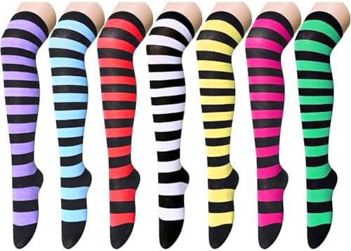Women's Striped Thigh High Socks